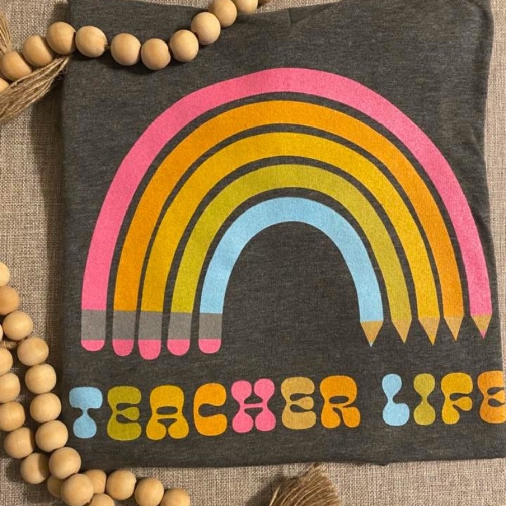 Gray Teacher Life Graphic Tee
